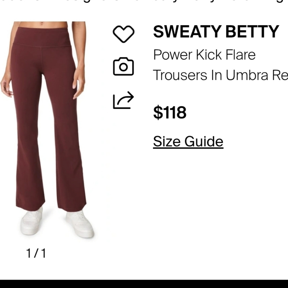 Sweaty Betty Power Kick Flare Trousers in Umber Red
